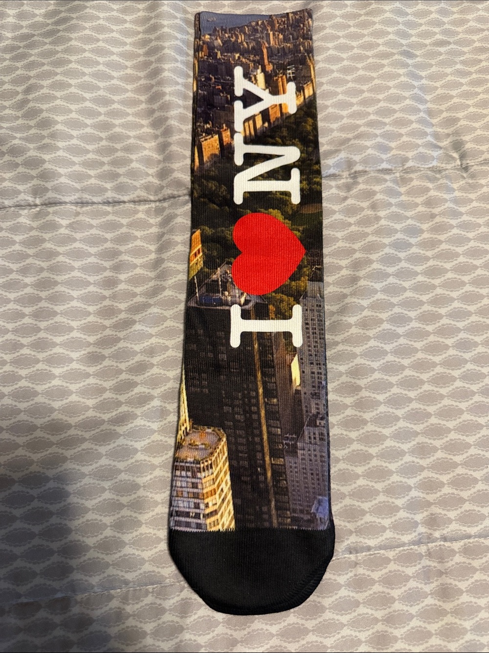 I Love NY Red Heart and Skyline Graphic Crew Sock -